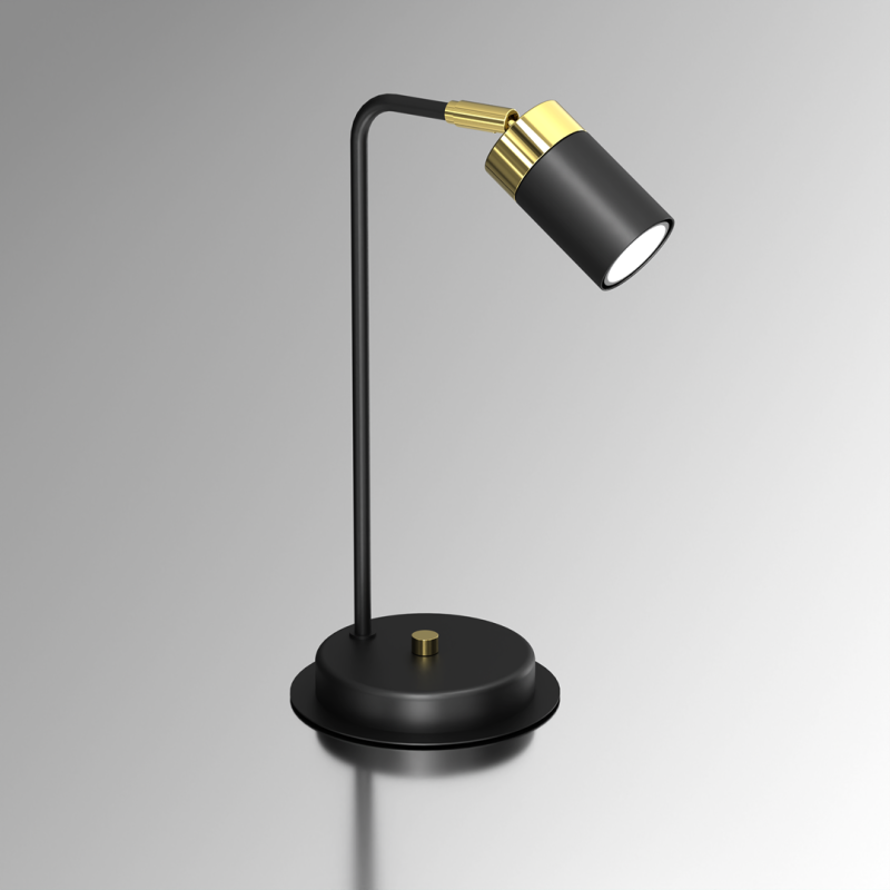 Lampe de bureau JOKER métal noir anneau doré GU10 Minimaliste 