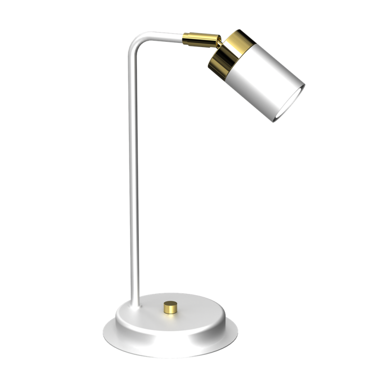 Lampe de bureau JOKER métal blanc anneau doré GU10 Minimaliste 