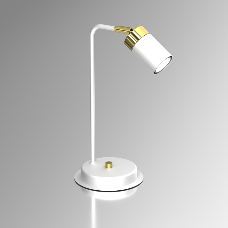 Lampe de bureau JOKER métal blanc anneau doré GU10 Minimaliste 