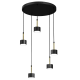 Suspension ARENA 5 abat-jour cylindriques métal noir et doré base ronde GX53 Design chic 