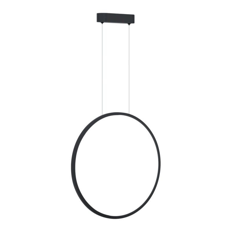 Suspension SATURNO Anneau noir 50cm LED 28W blanc neutre 4000k 1500Lm Design chic 