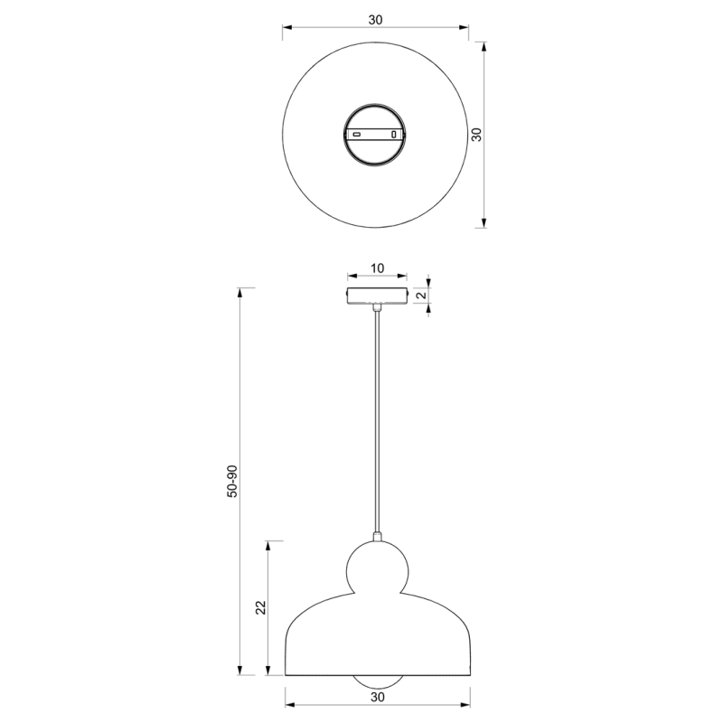 Suspension HARALD abat-jour cloche 30cm blanc et doré E27 Vintage 