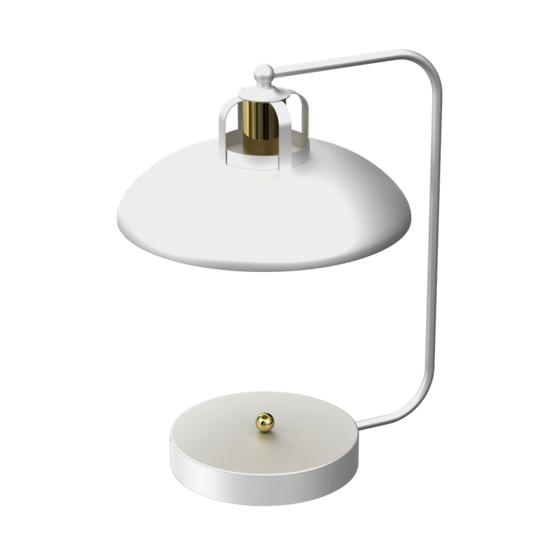 Lampe de bureau FELIX Cloche métal blanc intérieur doré E27 Industriel 