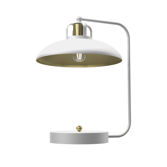 Lampe de bureau FELIX Cloche métal blanc intérieur doré E27 Industriel 