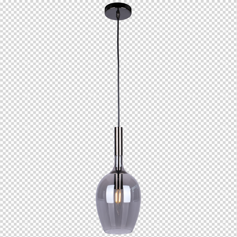 Suspension LUGANO abat-jour goutte verre gris fumé et métal chromé E14 Design chic 