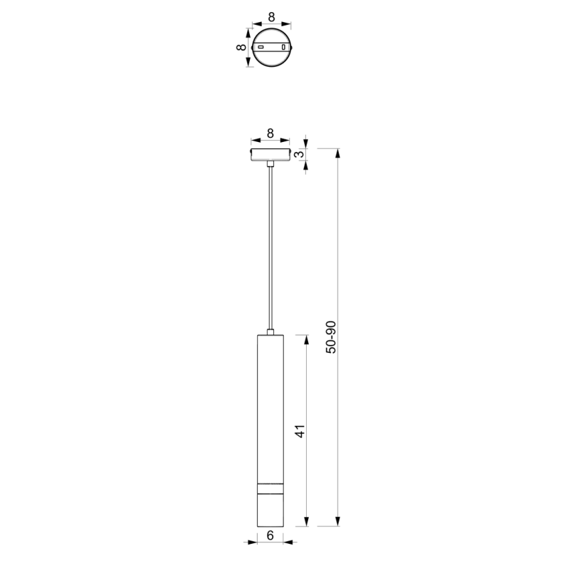 Suspension JOKER tube métal vert anneau doré GU10 Minimaliste 