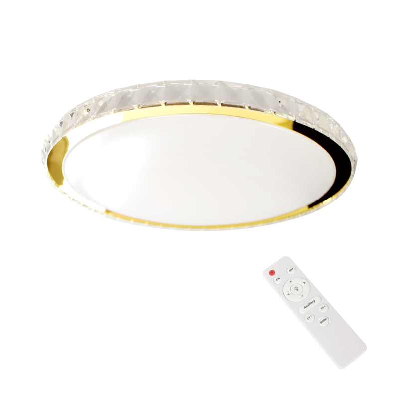 Plafonnier LAYLA rond 40cm doré 1560Lm LED CTT 3000k à 6000k 33W dimmable avec télécommande 