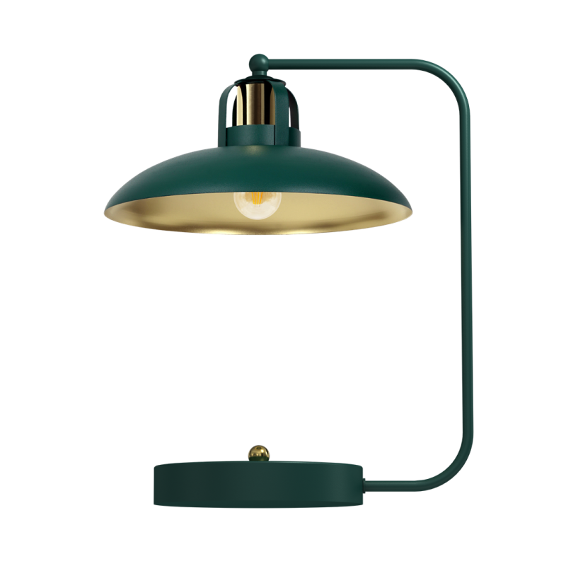 Lampe de bureau FELIX Cloche métal vert intérieur doré E27 Industriel 