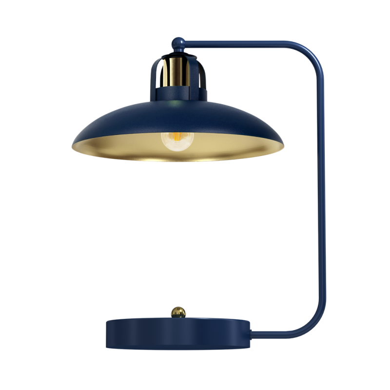 Lampe de bureau FELIX Cloche métal bleu intérieur doré E27 Industriel 