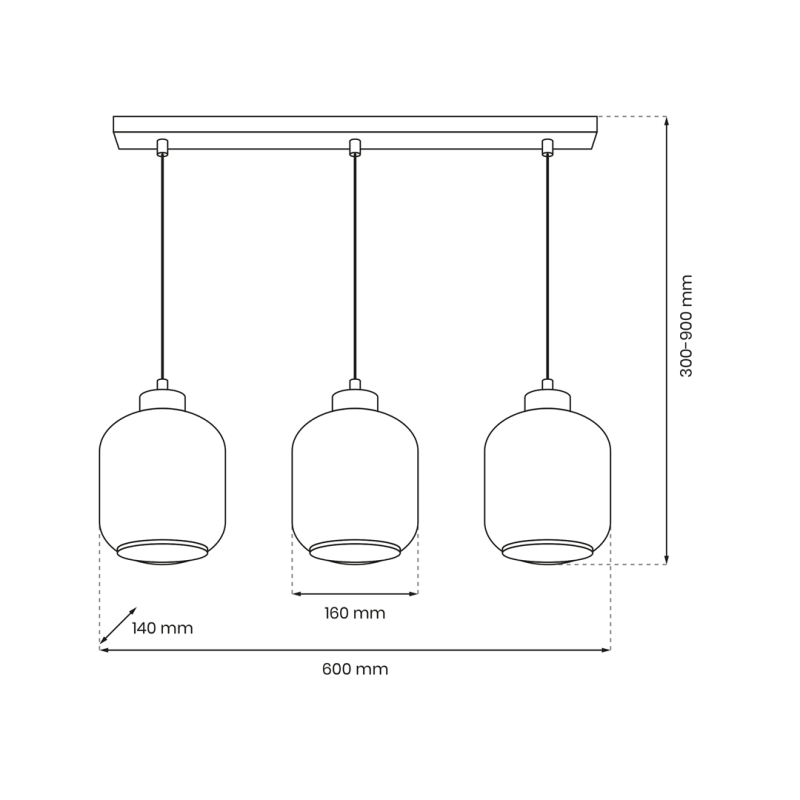 Suspension SOFIA 3 abat-jour verre ambré E27 Design chic 