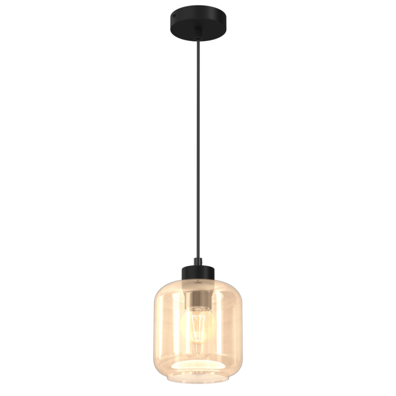 Suspension SOMBRA abat-jour verre ambré E27 Design chic 