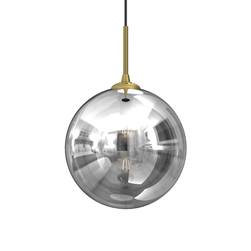 Suspension REFLEX 25cm boule verre fumé miroir doré E14 et E27 Design chic 