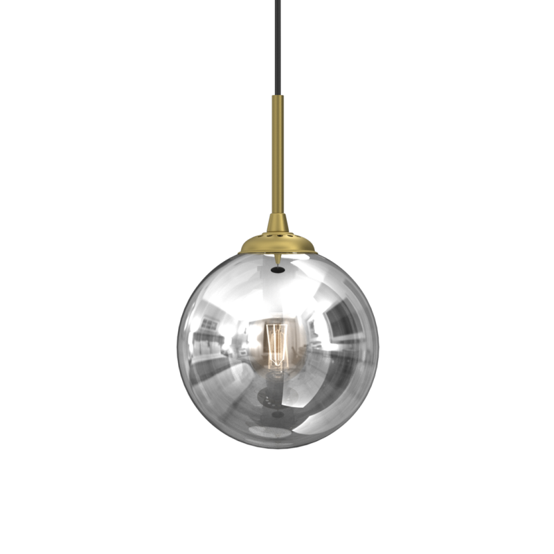 Suspension REFLEX 17cm boule verre fumé miroir doré E14 et E27 Design chic 