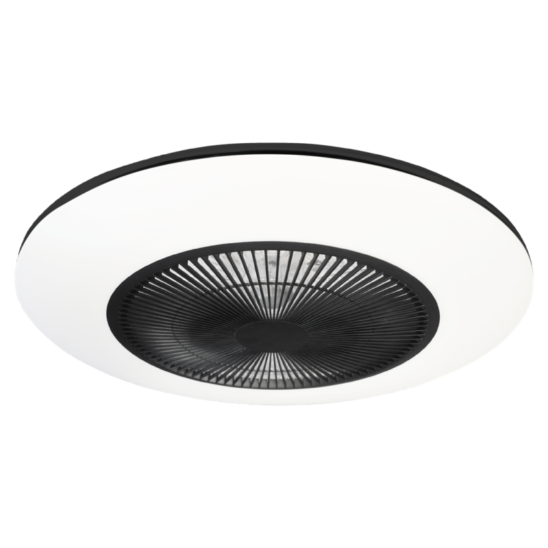 Plafonnier LED ARIA BLACK 38W CCT 3000k à 6000k noir et blanc avec ventilateur et télécommande 