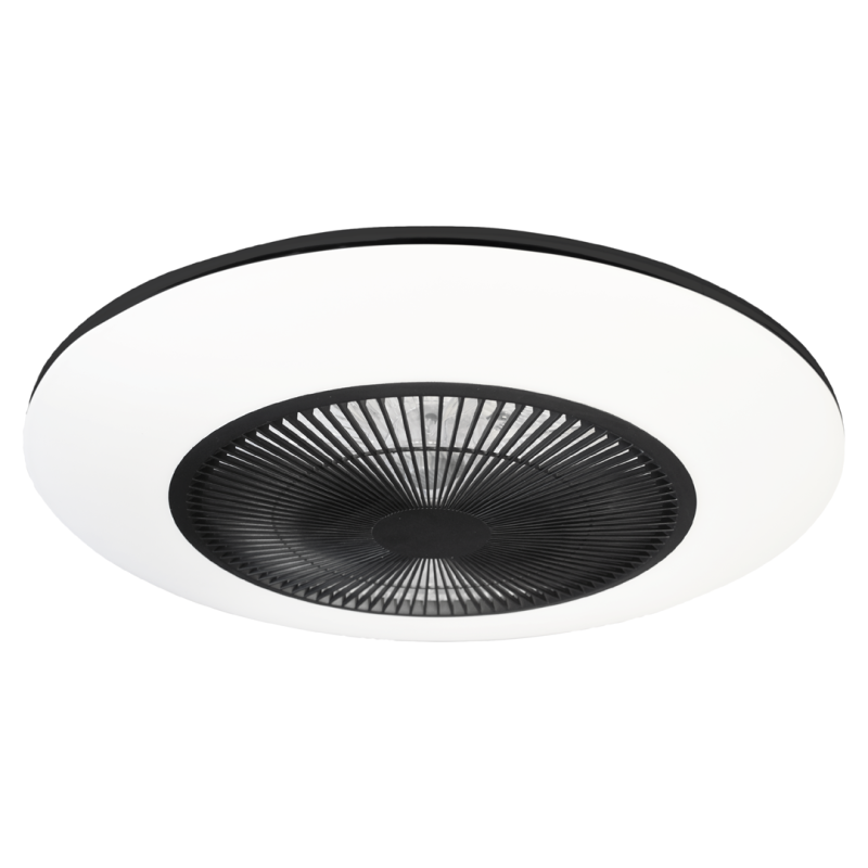 Plafonnier LED ARIA BLACK 38W CCT 3000k à 6000k noir et blanc avec ventilateur et télécommande 