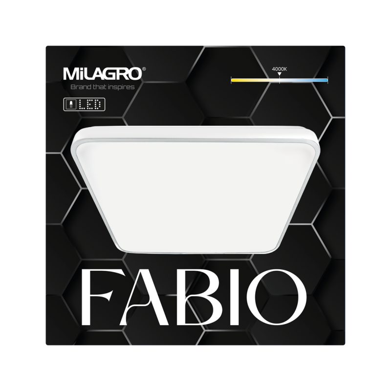 Plafonnier FABIO carré 37 cm blanc LED blanc neutre 4000K 23W Minimaliste 