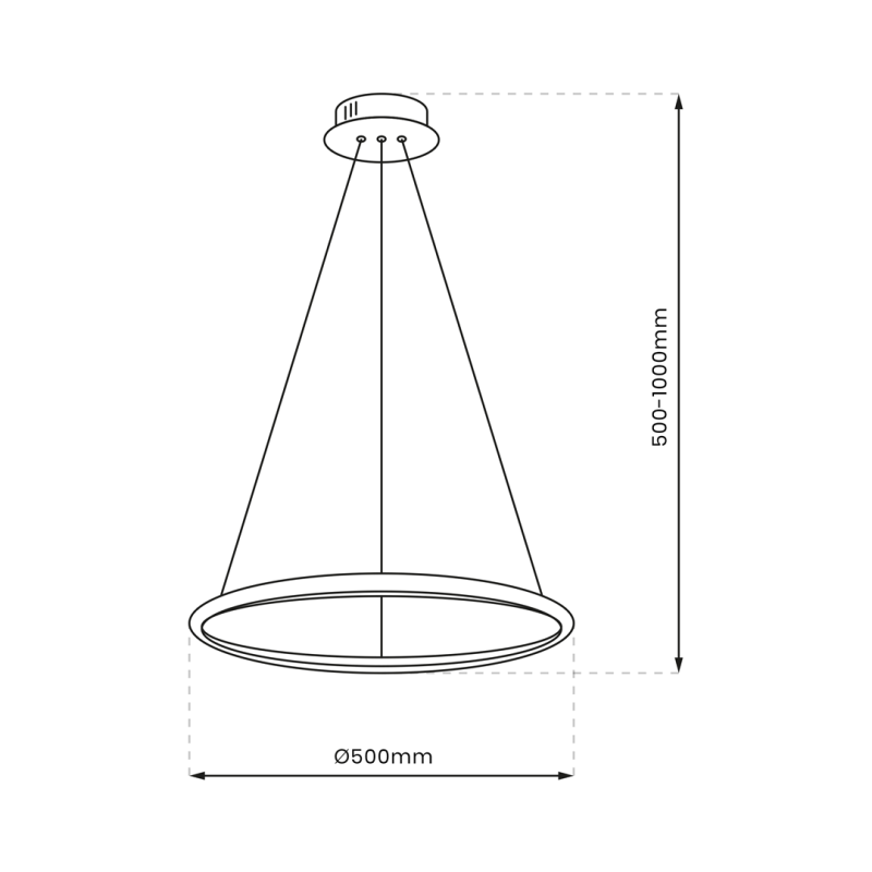 Suspension ROTONDA cercle lumineux doré horizontal LED blanc neutre 1350Lm 27W Design chic 