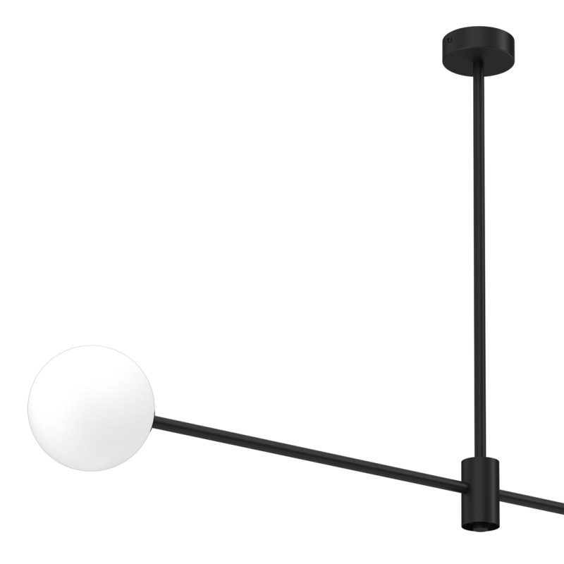 Plafonnier DORI barre métal noir 2 boules banches G9 Minimaliste 