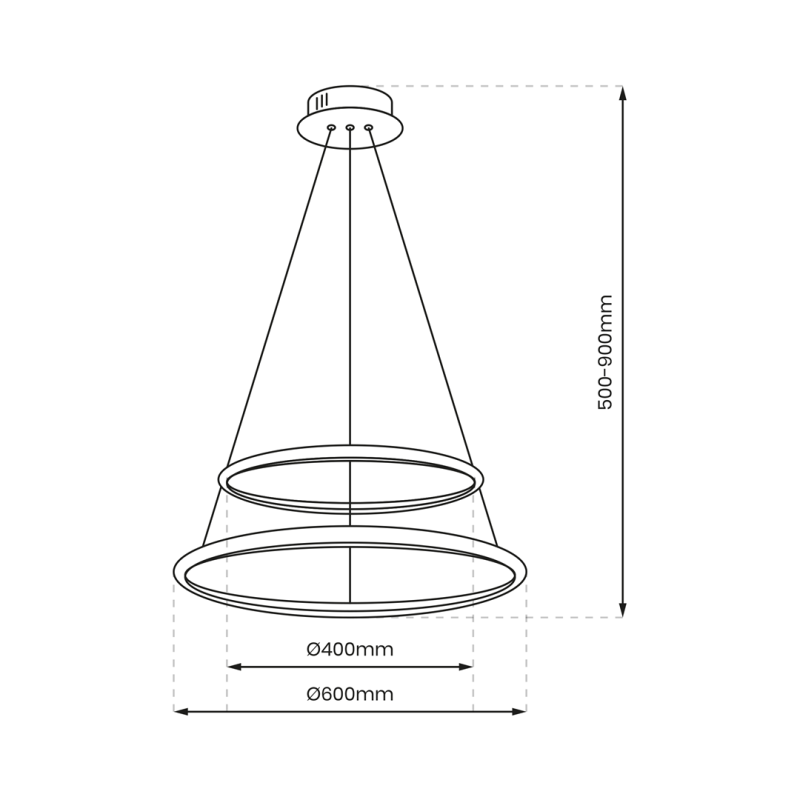 Suspension ROTONDA 2 cercles lumineux chromé entrelacés LED blanc neutre 2550Lm 51W Design chic 