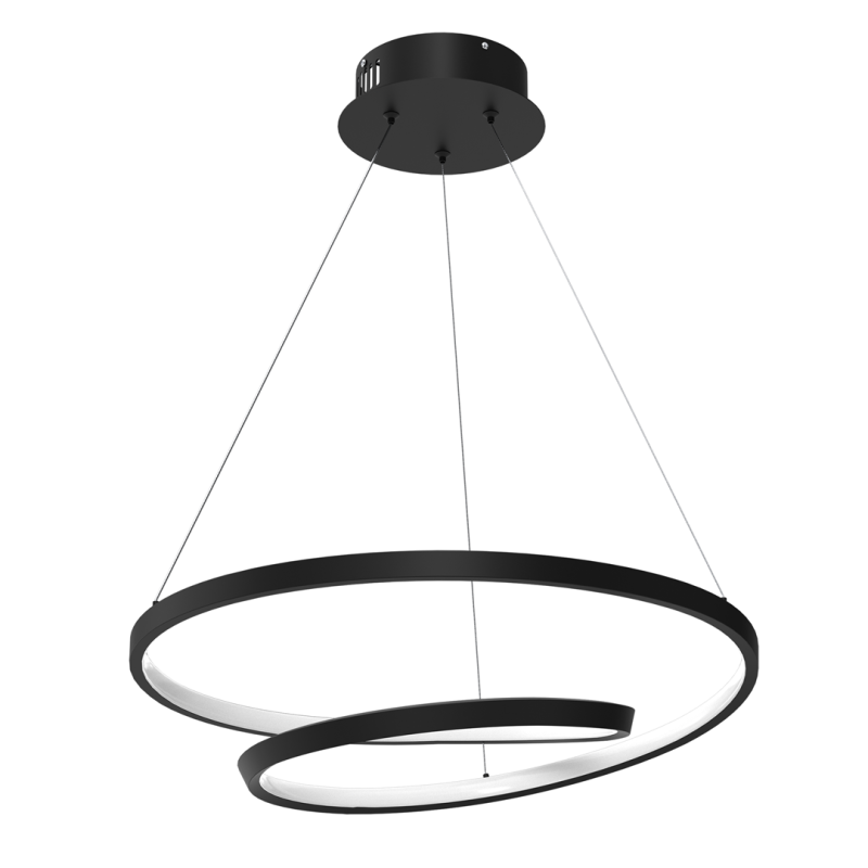 Suspension LUCERO spirale infini métal noir LED blanc neutre 48W 2400Lm Design chic 