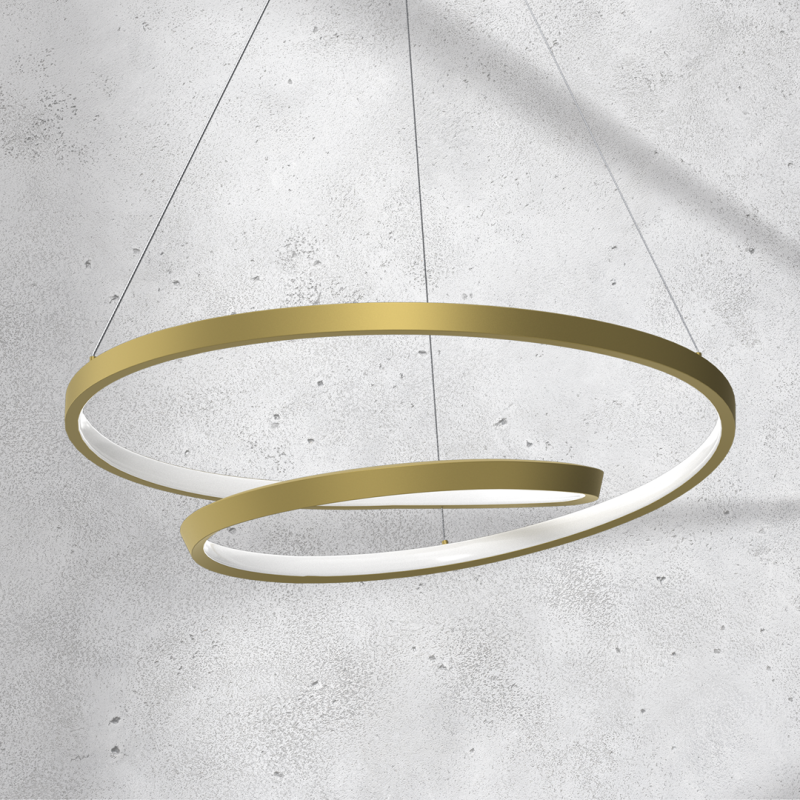 Suspension LUCERO spirale infini métal doré LED blanc neutre 48W 2400Lm Design chic 