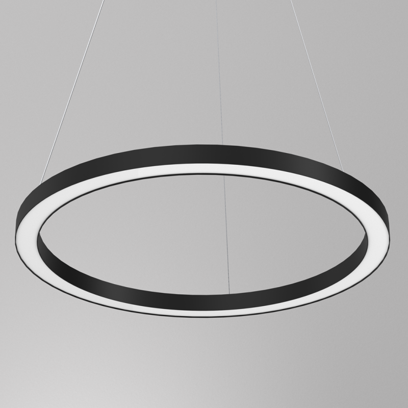 Suspension GALAXIA anneau lumineux métal noir horizontal 50cm LED blanc chaud 3500K LED 26W 1560Lm Desing chic 