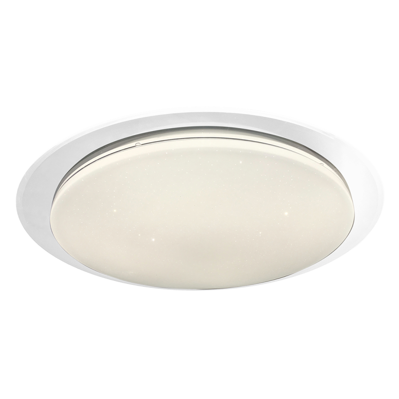 Plafonnier ONTARIO rond 76cm plastique blanc LED 80W CCT changement couleur 3000k à 6000k dimmable 6000Lm 