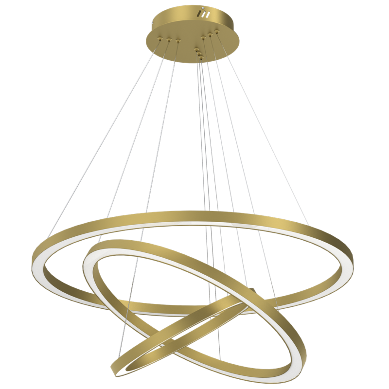 Suspension GALAXIA 3 cercles lumineux doré entrelacés LED blanc neutre 5100Lm 85W Design chic 