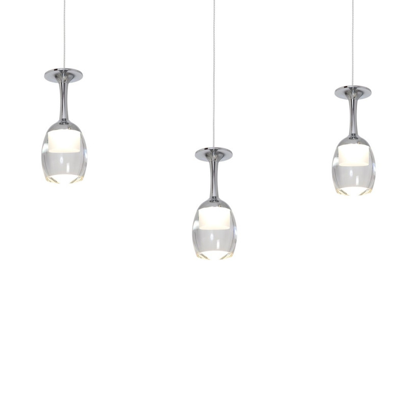 Suspension COPPA chromé verre à pied LED 5W blanc neutre 4000k 1050Lm Design chic 