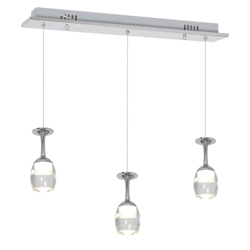 Suspension COPPA chromé verre à pied LED 5W blanc neutre 4000k 1050Lm Design chic 