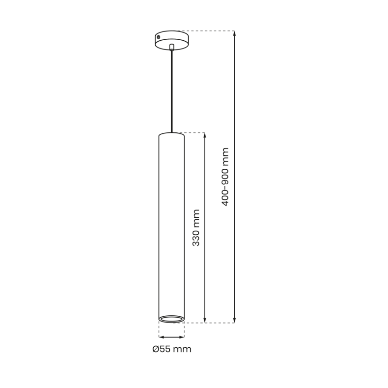 Suspension HUDSON  tube métal noir GU10 Minimaliste 