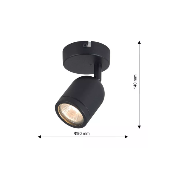 Plafonnier PORTER spot orientable GU10 métal noir IP44 Industriel 