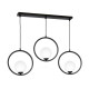 Suspension BOSTON cercle métal noir boule blanche E14 hauteur réglable Design chic 