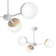 Plafonnier SFERA 3 branches étoile atome métal blanc boules bois et verre blanc E14 Design chic 