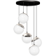 Suspension SPARTA 5 boules dorées verre blanc E14 base ronde métal noir Design chic 