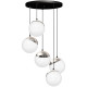 Suspension SPARTA 5 boules dorées verre blanc E14 base ronde métal noir Design chic 