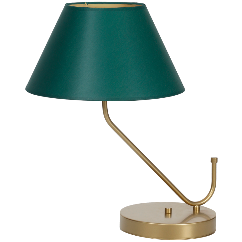 Lampe à poser VICTORIA abat-jour tissu vert pied métal laiton E27 Design chic 