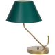 Lampe à poser VICTORIA abat-jour tissu vert pied métal laiton E27 Design chic 