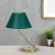 Lampe à poser VICTORIA abat-jour tissu vert pied métal laiton E27 Design chic 