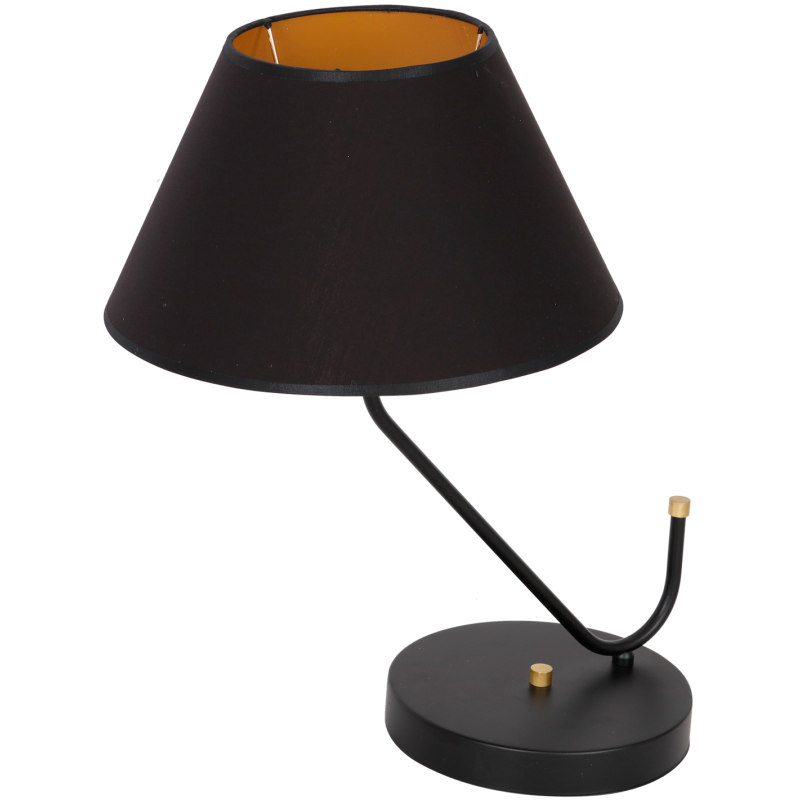 Lampe à poser VICTORIA abat-jour tissu noir intérieur doré E27 Design chic 