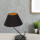 Lampe à poser VICTORIA abat-jour tissu noir intérieur doré E27 Design chic 