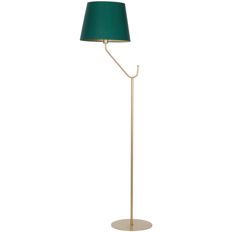 Lampadaire VICTORIA abat-jour tissu vert pied métal laiton E27 Design chic 