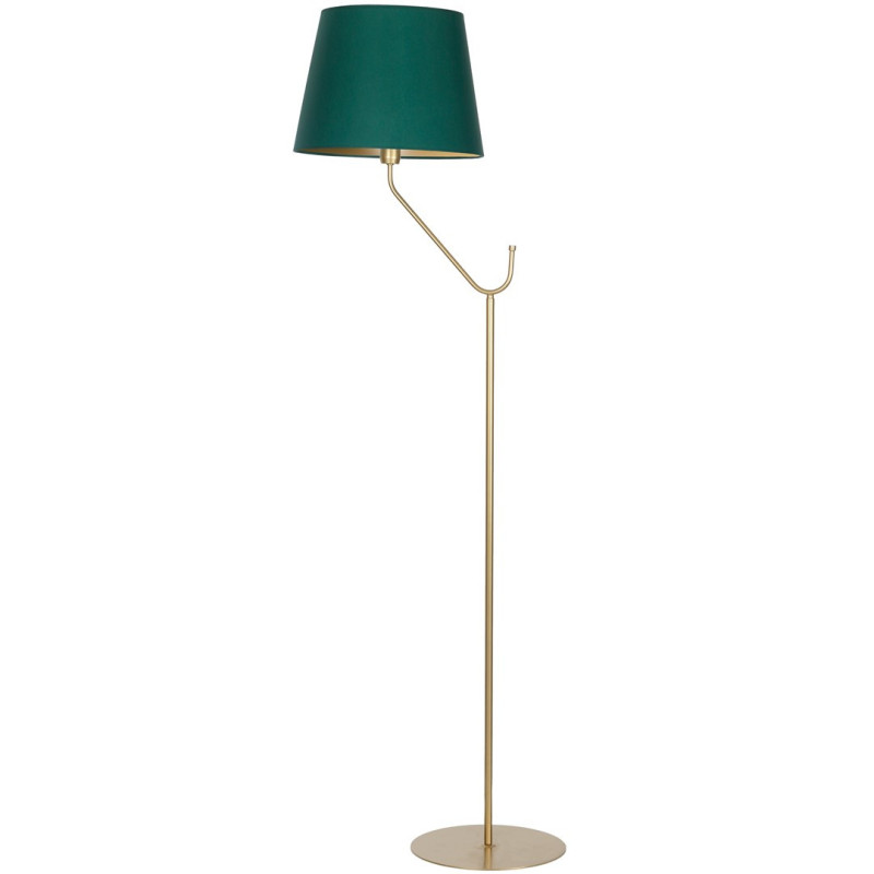 Lampadaire VICTORIA abat-jour tissu vert pied métal laiton E27 Design chic 