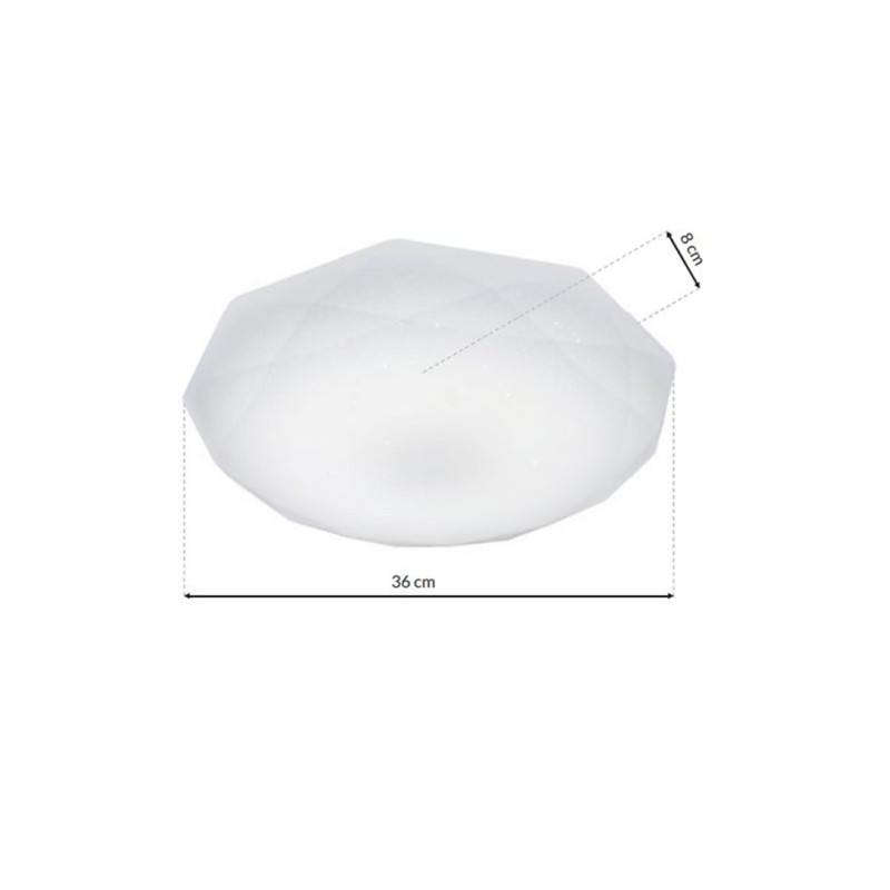 Plafonnier HEX 36cm géométrique à facettes LED 16W blanc neutre 1300Lm Vintage 