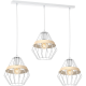 Suspension CLIFF 3 cages forme diamant métallique blanc et bois E27 Bohème 