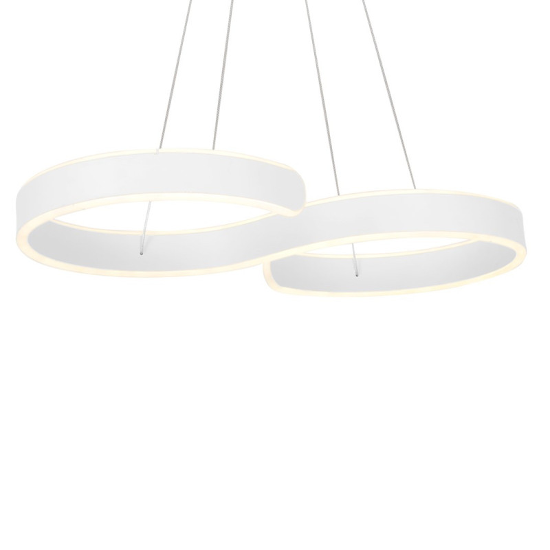 Suspension INFINITY bande lumineuse forme S infini Blanc LED 60W blanc neutre 3600Lm Design chic 