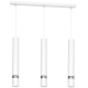 Suspension JOKER 3 tubes alignés métal blanc anneau chromé GU10 Minimaliste 