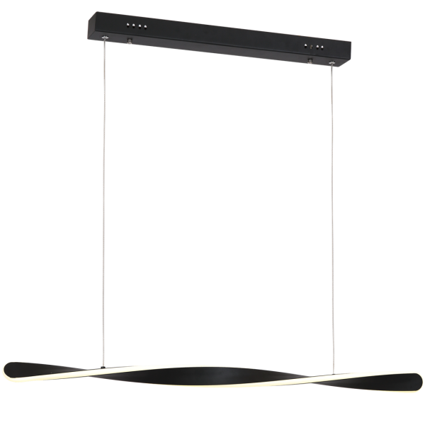 Suspension SWIRL barre torsadée 90cm noir hauteur réglable LED blanc neutre 24W Design chic 