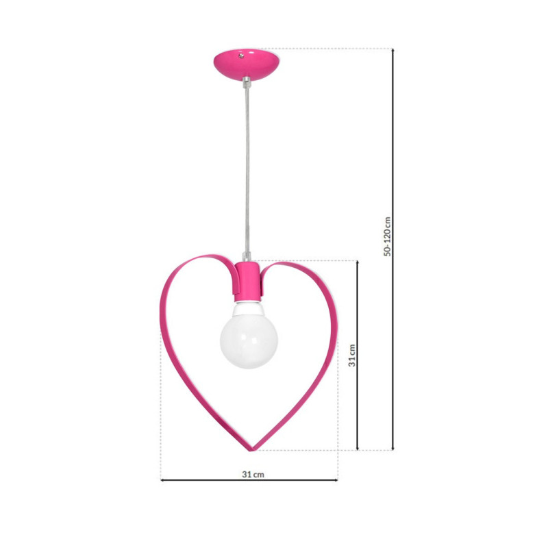 Suspension AMORE cœur métal fuschia E27 Enfant 