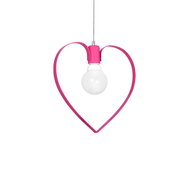 Suspension AMORE cœur métal fuschia E27 Enfant 